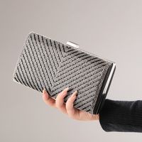 Women's Polyester Stripe Vintage Style Square Magnetic Buckle Evening Bag main image 5
