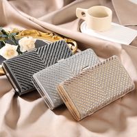 Women's Polyester Stripe Vintage Style Square Magnetic Buckle Evening Bag main image 6