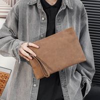 Men's Solid Color Pu Leather Zipper Handbag main image 5