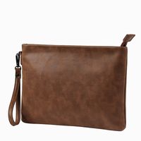 Men's Solid Color Pu Leather Zipper Handbag main image 3