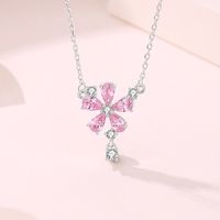 Ig Style Sweet Flower Sterling Silver Polishing Plating Inlay Zircon Pendant Necklace main image 1