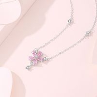 Ig Style Sweet Flower Sterling Silver Polishing Plating Inlay Zircon Pendant Necklace main image 5