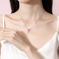 Ig Style Sweet Flower Sterling Silver Polishing Plating Inlay Zircon Pendant Necklace main image 3
