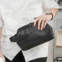 Men's Solid Color Pu Leather Zipper Handbag main image 4