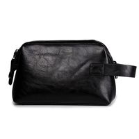 Men's Solid Color Pu Leather Zipper Handbag main image 2