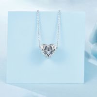 Vintage Style Simple Style Heart Shape Sterling Silver Handmade Plating Inlay Zircon Rhodium Plated Jewelry Accessories main image 3
