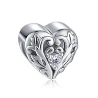 Vintage Style Simple Style Heart Shape Sterling Silver Handmade Plating Inlay Zircon Rhodium Plated Jewelry Accessories sku image 1