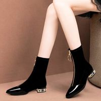 Women's Vintage Style Solid Color Point Toe Classic Boots main image 6
