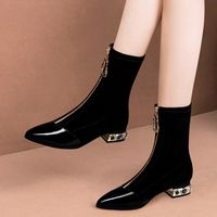 Women's Vintage Style Solid Color Point Toe Classic Boots main image 4