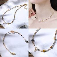 Vintage Style Simple Style Classic Style Moon Stainless Steel Beaded Copper Beaded Enamel Plating 14k Gold Plated 18k Gold Plated Women's Necklace main image 9