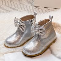 Girl's Vintage Style Solid Color Bowknot Round Toe Booties main image 4