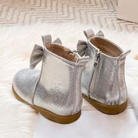 Girl's Vintage Style Solid Color Bowknot Round Toe Booties main image 2