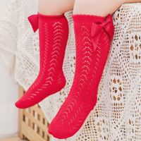 Women's Princess Cute Solid Color Cotton Mesh Crew Socks One Pair sku image 1