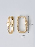 1 Pair Lady Heart Shape Plating Inlay Alloy Zircon Gold Plated Earrings main image 2