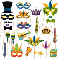 Mardi Gras Funny Mask Paper Party Festival Decorative Props sku image 1
