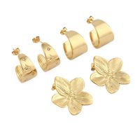 1 Pair IG Style Simple Style C Shape Flower Plating Inlay Stainless Steel Pearl Zircon 18K Gold Plated Drop Earrings Ear Studs main image 6