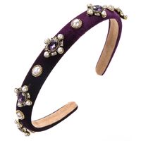 Women's Elegant Oval Cloth Inlay Glass Drill Pearl Hair Band sku image 2