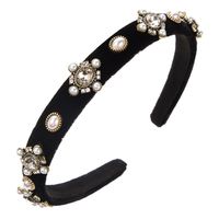 Women's Elegant Oval Cloth Inlay Glass Drill Pearl Hair Band sku image 1