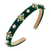 Women's Elegant Oval Cloth Inlay Glass Drill Pearl Hair Band sku image 3