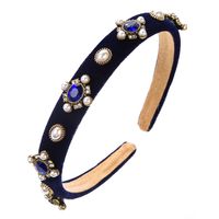 Women's Elegant Oval Cloth Inlay Glass Drill Pearl Hair Band sku image 5