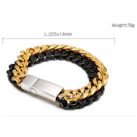 Hip-Hop Geometric Titanium Steel Layered Plating 18K Gold Plated Men's Bracelets main image 2