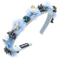 Women's Elegant Flower Cloth Inlay Artificial Pearls Rhinestones Hair Band sku image 4