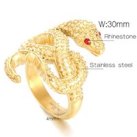 Hip-Hop Punk Snake Titanium Steel Plating Inlay Rhinestones 18K Gold Plated Men's Rings main image 2