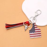 Vintage Style National Flag Cow Pattern Cattle Alloy Inlay Turquoise Bag Pendant Keychain main image 4