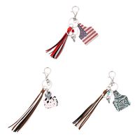 Vintage Style National Flag Cow Pattern Cattle Alloy Inlay Turquoise Bag Pendant Keychain main image 1
