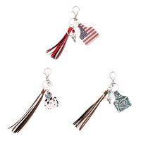 Vintage Style National Flag Cow Pattern Cattle Alloy Inlay Turquoise Bag Pendant Keychain main image 5