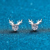 1 Pair Simple Style Geometric Plating Inlay Sterling Silver Zircon Silver Plated Ear Studs main image 1