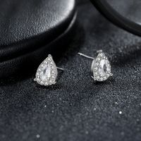 1 Pair Simple Style Geometric Plating Inlay Sterling Silver Zircon Silver Plated Ear Studs main image 7