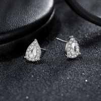 1 Paire Style Simple Géométrique Placage Incruster Argent Sterling Zircon Plaqué Argent Boucles D'oreilles main image 7