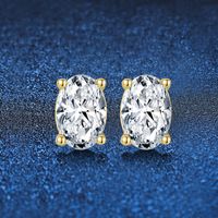 1 Pair Simple Style Geometric Plating Inlay Sterling Silver Zircon Silver Plated Ear Studs main image 9