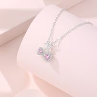 Ig Style Sweet Cherry Heart Shape Sterling Silver Polishing Plating Inlay Zircon Pendant Necklace main image 4