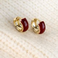 1 Pair Simple Style Round Enamel Copper Earrings main image 4
