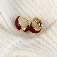 1 Pair Simple Style Round Enamel Copper Earrings main image 9