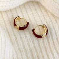 1 Pair Simple Style Round Enamel Copper Earrings main image 10