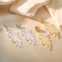 1 Pair Roman Style Commute Leaves Plating 304 Stainless Steel 18K Gold Plated Drop Earrings main image 3
