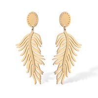 1 Paire Style Romain Commuer Feuilles Placage Acier Inoxydable 304 Plaqué Or 18K Boucles D'oreilles sku image 2