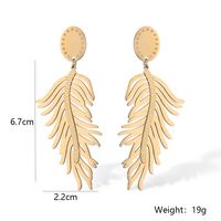 1 Pair Roman Style Commute Leaves Plating 304 Stainless Steel 18K Gold Plated Drop Earrings main image 2