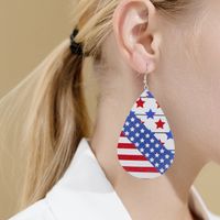 1 Pair Vintage Style Star Water Droplets American Flag Pu Leather Drop Earrings main image 1