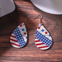 1 Pair Vintage Style Star Water Droplets American Flag Pu Leather Drop Earrings main image 3