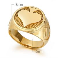 Simple Style Heart Shape Stainless Steel Plating 18K Gold Plated Men's Rings main image 2