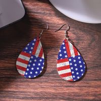 1 Pair Vintage Style Star Water Droplets American Flag Pu Leather Drop Earrings main image 6