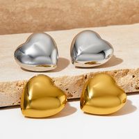 1 Pair Simple Style Heart Shape Plating 304 Stainless Steel 16K Gold Plated White Gold Plated Gold Plated Ear Studs main image 1