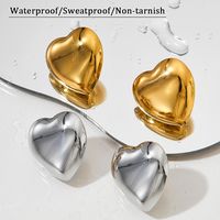 1 Pair Simple Style Heart Shape Plating 304 Stainless Steel 16K Gold Plated White Gold Plated Gold Plated Ear Studs main image 5
