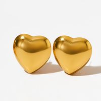 1 Pair Simple Style Heart Shape Plating 304 Stainless Steel 16K Gold Plated White Gold Plated Gold Plated Ear Studs main image 6