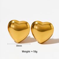 1 Pair Simple Style Heart Shape Plating 304 Stainless Steel 16K Gold Plated White Gold Plated Gold Plated Ear Studs main image 2