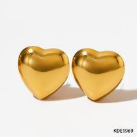 1 Pair Simple Style Heart Shape Plating 304 Stainless Steel 16K Gold Plated White Gold Plated Gold Plated Ear Studs sku image 1